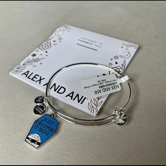 NEW! Alex and Ani JUST CREEPIN IT REAL Silver Charm Bangle Bracelet Set - Picture 1 of 2
